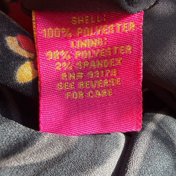 Catherine Malandrino High Low Maxi Dress Black W/Red And Yellow Floral Print, S - Picture 8 of 9